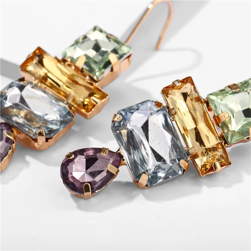 AY ZA фиолетовый зеленый геометрический горный хрусталь Висячие серьги для женщин