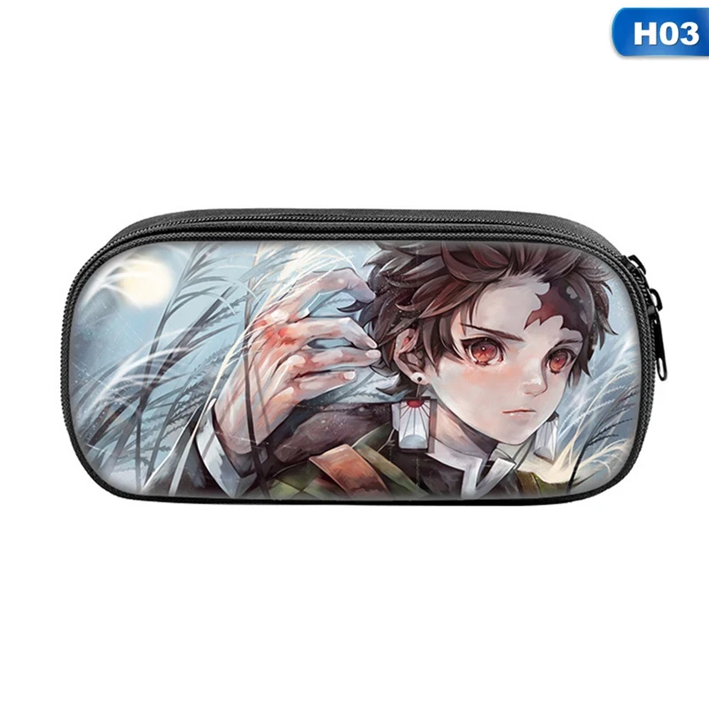 

1Pcs Anime Printed Big Capacity Zipper Pen Bag Demon Slayer Kimetsu No Yaiba Pencil Case School Supplies Stationery Gift