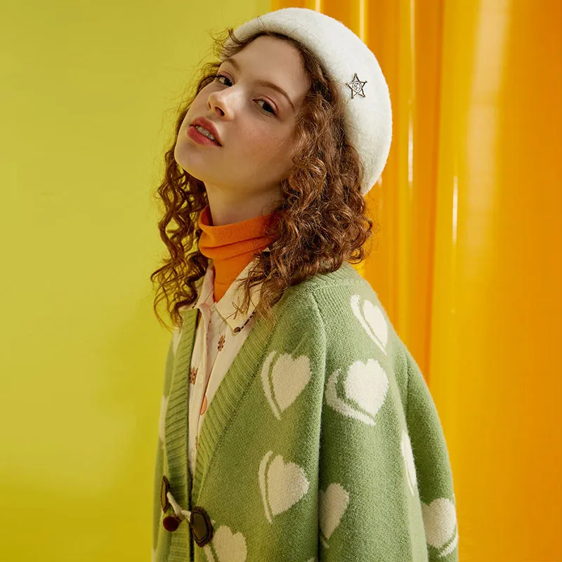 Unifree2019 осенний Новый корейский модный вязаный кардиган в форме сердца U194N002UU |