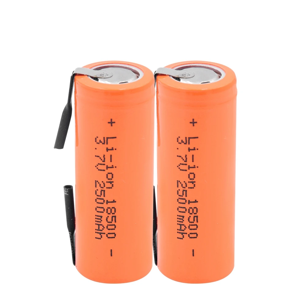 

GTF 3.7V 2500mAh 18500 Li-ion Battery With 2 Welding Tabs 18500 2500mAh Lithium Ion Cell For Led Flashlight Headlight Mechanical