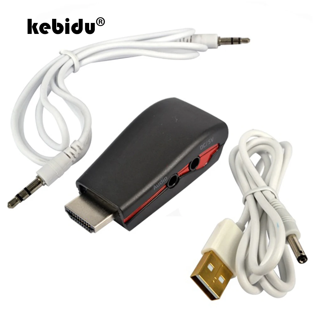 Горячая Распродажа HDMI совместимый адаптер VGA штекер гнездо преобразователь 1080P USB