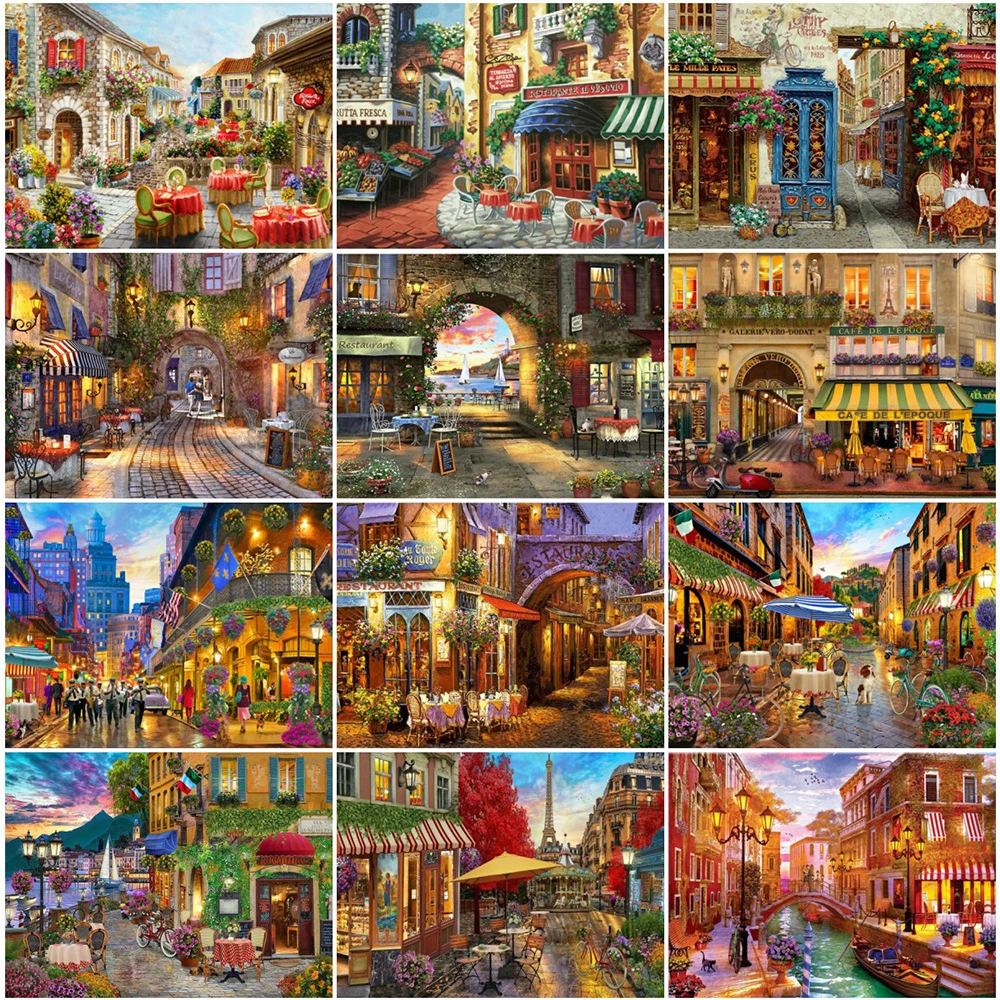 

5D Diy Diamond Painting Full Drill Paris Street Landscape House Square Round Diamond Embroidery Cross Stitch Mosaic Wall Decor