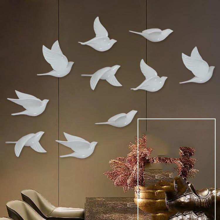 

Modern Resin Birds Wall Hanging Pigeon Crafts Accessories Decoration Home Livingroom Sofa Background Wall Sticker Mural Ornament