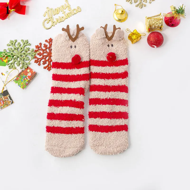 

Coral Fleece Print Soft Socks Winter Cute Christmas Fluffy Sleep Socks Thermal Warm Gift Cartoon Slipper Socks 2020 New Fashion