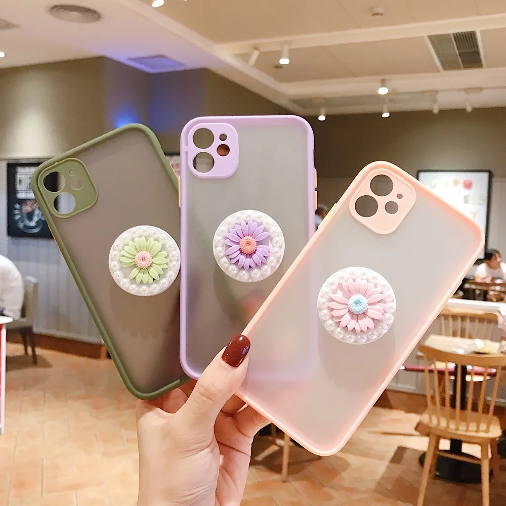 

Chrysanthemum Kickstand Phone Case for iPhone 11 Pro Max XR X XS 7 8 Plus SE 2020 Cute Matte Cover Candy color Shockproof Funda