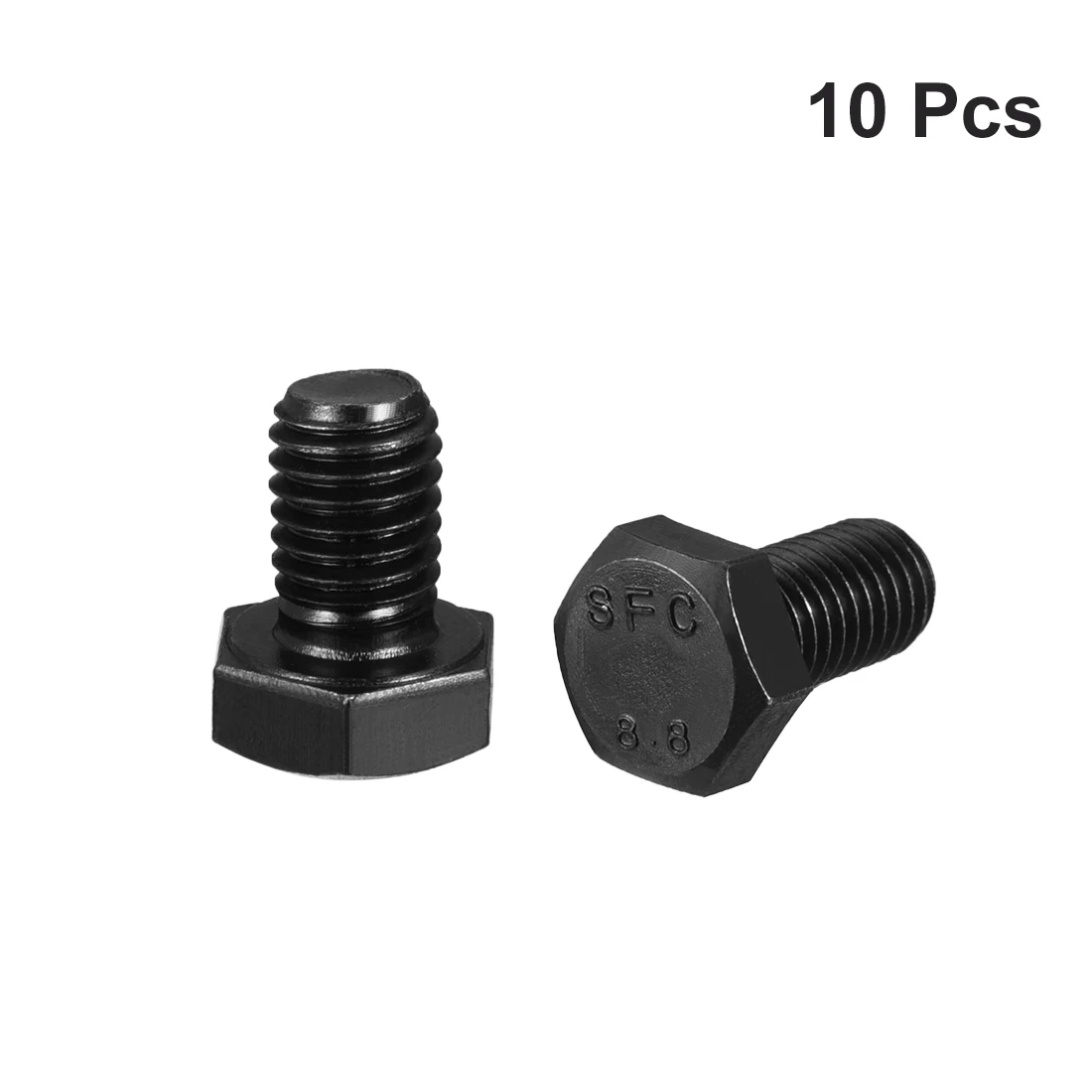 

uxcell M10x16mm Hex Head Screw Bolts Fastener Grade 8.8 Carbon Steel Black 10pcs