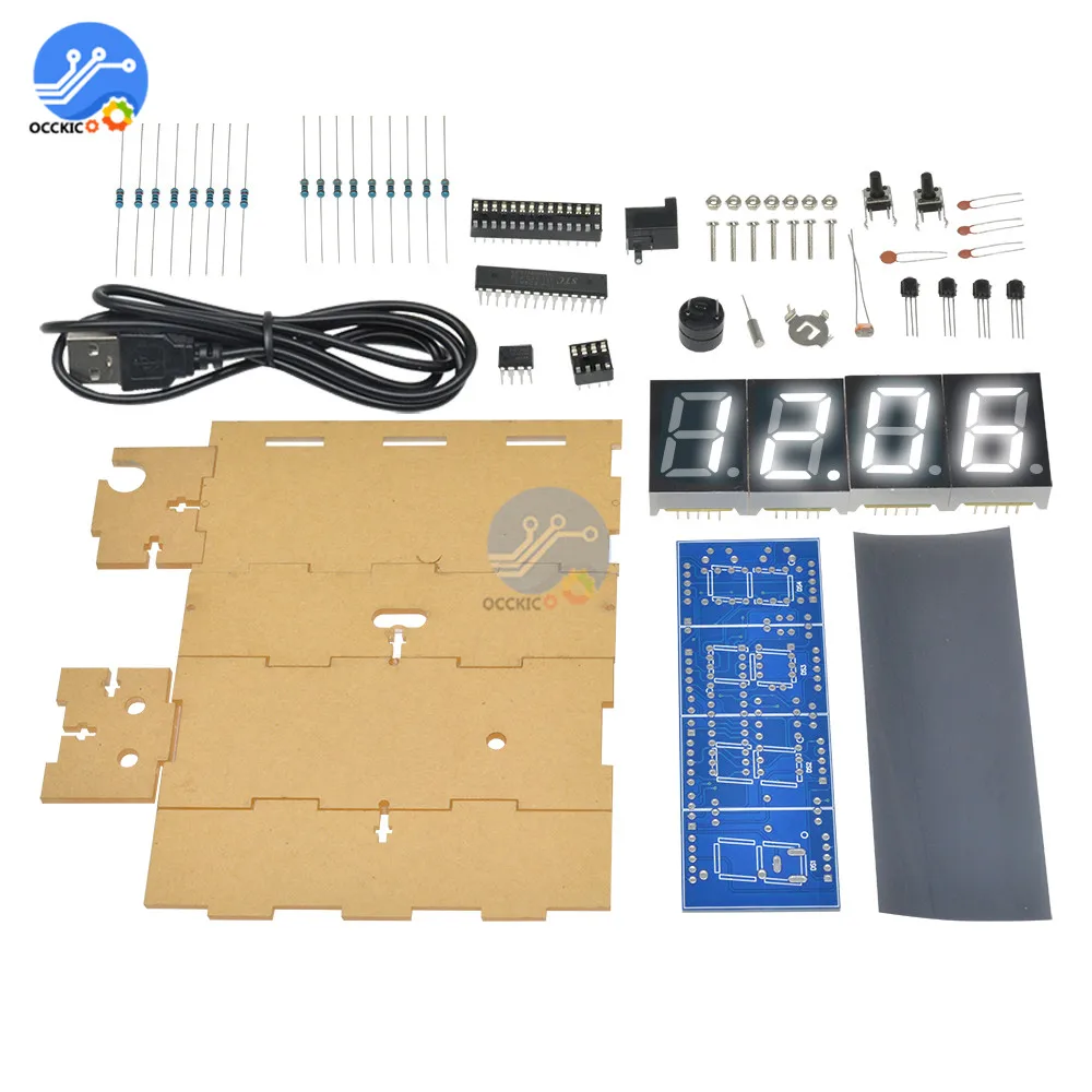 Электронные светодиодные часы комплект сделай сам с цифровым дисплеем контролем