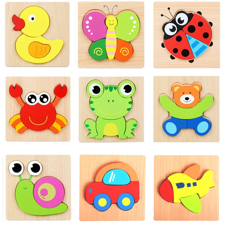 

Baby Cognitive 3D Wooden Puzzles Insect Jigsaw Intelligence Early Educational Toys for Children