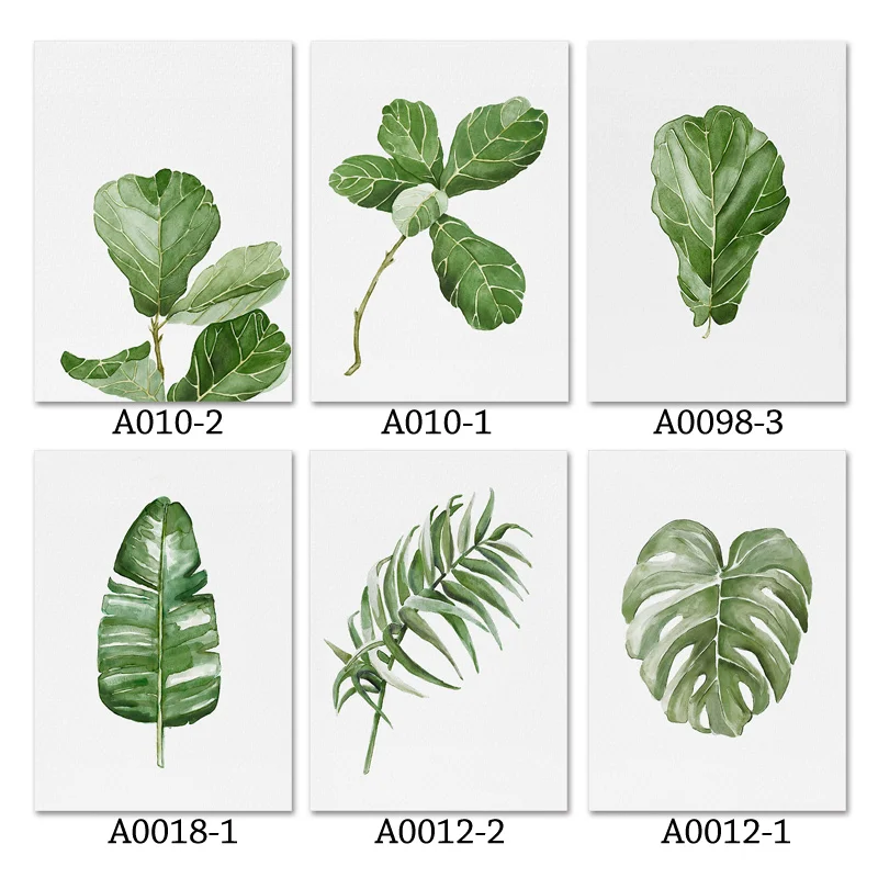 

Watercolor Plant Leaves Poster Print Landscape Wall Art Canvas Painting Picture for Living Room Modern Minimalist Home Decor