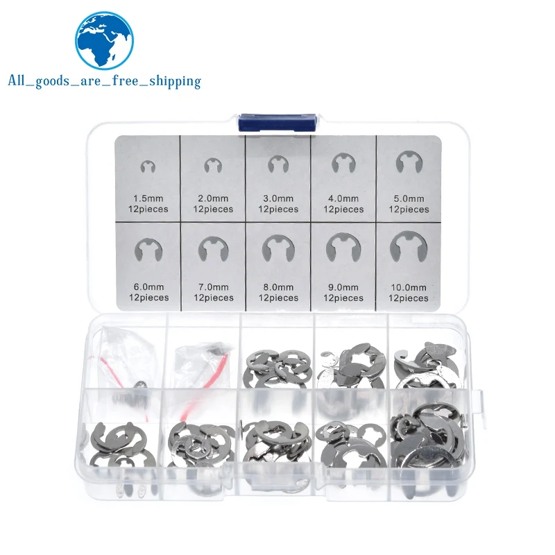 

120PCS 304 Stainless Steel Stainless Steel E Clip washer Assortment Kit Circlip retaining ring for shaft fastener M1.5~M1