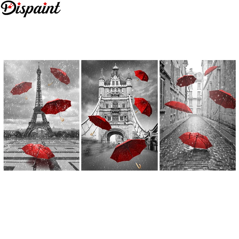 Алмазная 3D картина Dispaint &quotзонтик-Башня пейзаж&quot Сделай сам полные наборы для