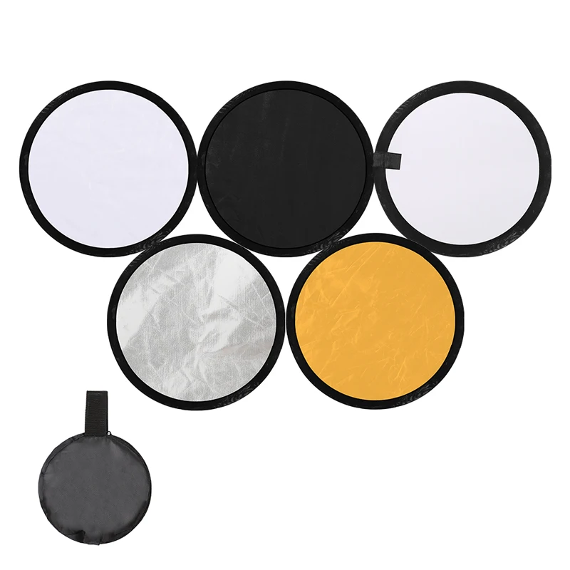 

11.8inch / 30cm 5-in-1 Collapsible Multi-Disc Light Reflector with Bag - Translucent, Silver, Gold, White and Black