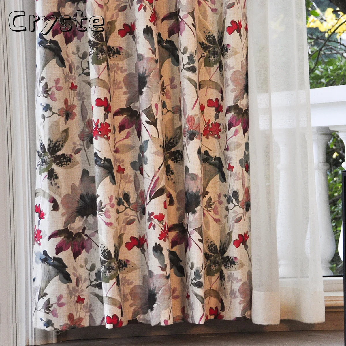 

American Pastoral Cotton and Linen Printed Shading Curtains Finished Custom Curtains for Living Dining Room Bedroom