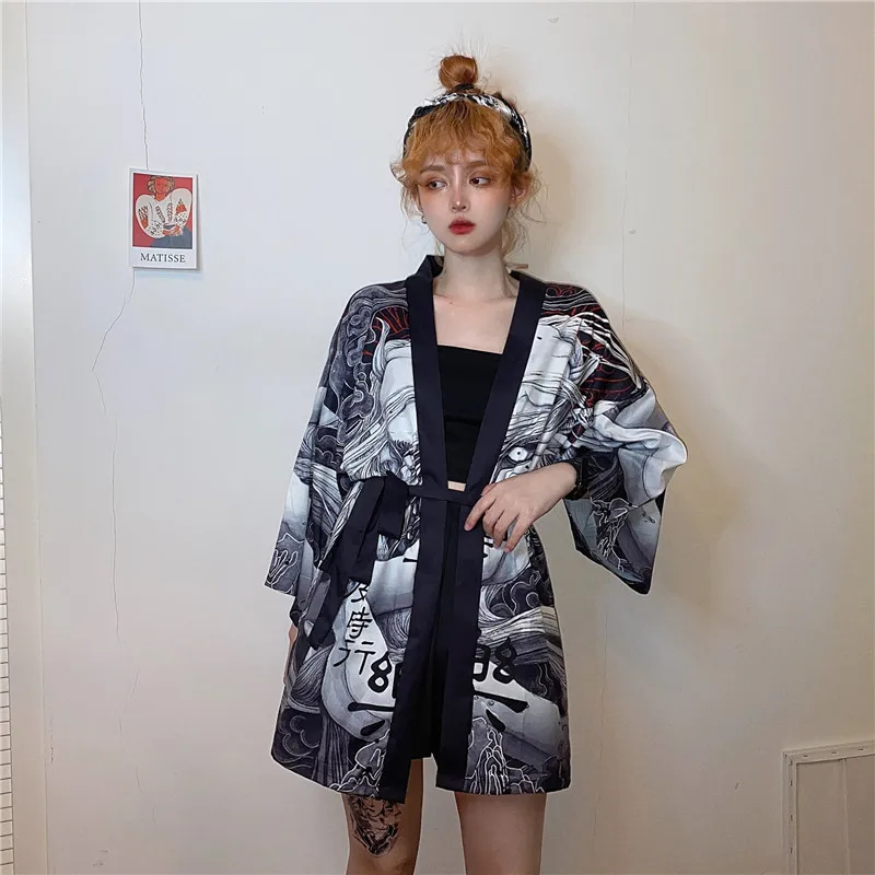 

HOT INS 2020 New Loose Women Harajuku Cardigan Japanese Kimono Fashion Asia Summer Blouse Tops Casual Woman Kimonos Cosplay