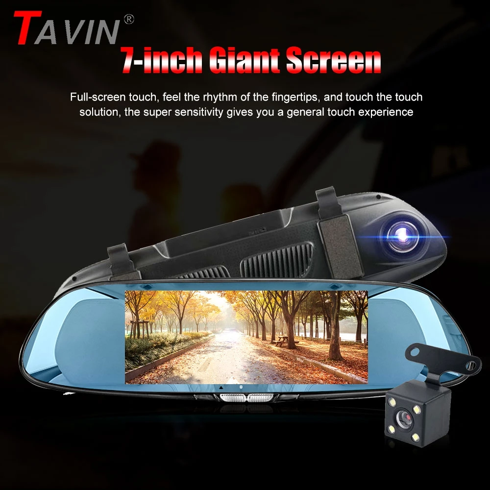TAVIN Видеорегистраторы для автомобилей Двойной объектив Dash Cam Камера Full HD 1080P 7