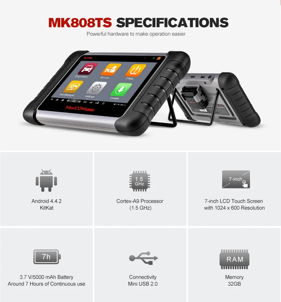 Autel MaxiCOM MK808TS OBD2 Scanner Automotivo Diagnostic Tools OBD 2 Car Scan Tool Oil Reset/EPB/BMS/SAS/DPF/IMMO/TPMS | Автомобили и