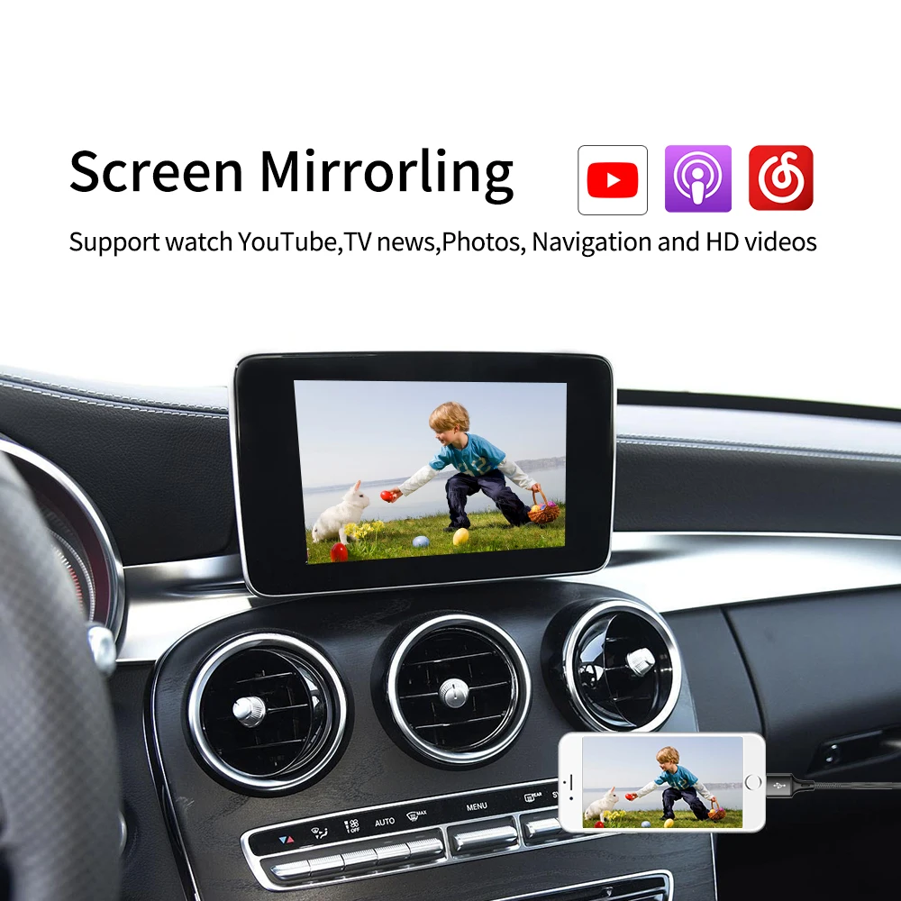 Carlinkit беспроводной Carplay Android автомобильный ТВ бокс для Mercedes A B C GLA Class NTG5.0 2015 2018 iOS 14