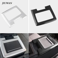 1 pcs silver carbon fiber look abs car rear seat storage box cover trim water cup holder frame strip fit for audi a6 c8 2019