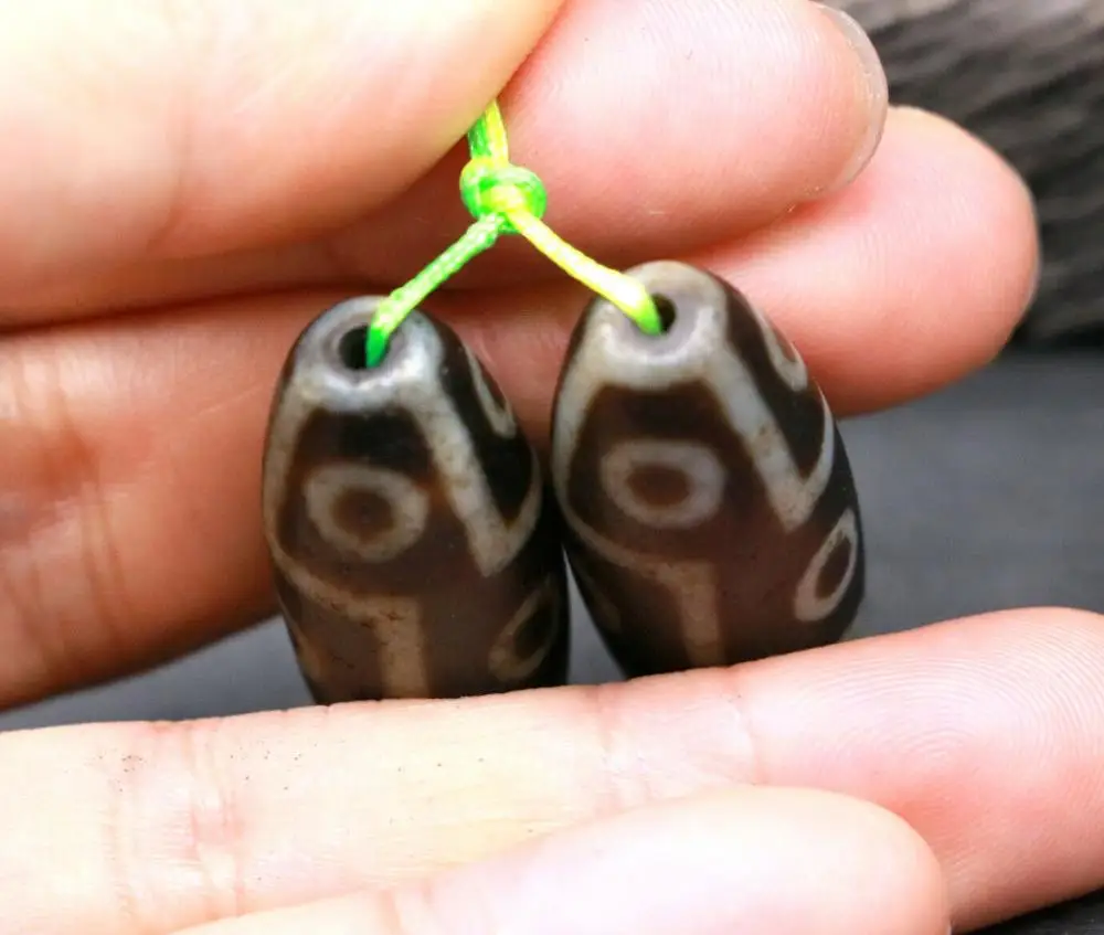 A Pair Magic Power Тибетский Старый Агат 9 глаз бусины дзи амулет кулон 40 мм AJK DS04 талисман