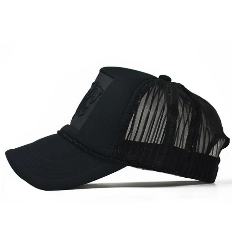 

Hip Hop Black Leopard Print Curved Baseball Cap Summer Mesh Hat for Men and Women Three-dimensional Embossed Tiger Head Mesh Hat