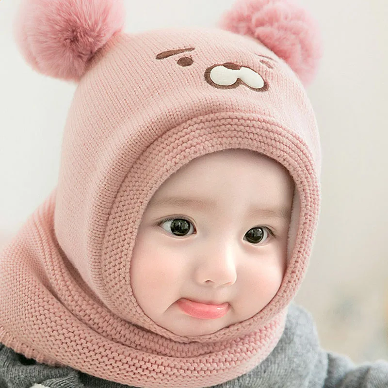 

Newborn Baby Winter Hat Warm Lining Cartoon Tiger Neck Hat Baby Girl and Baby Boy Beanie Kids Hat