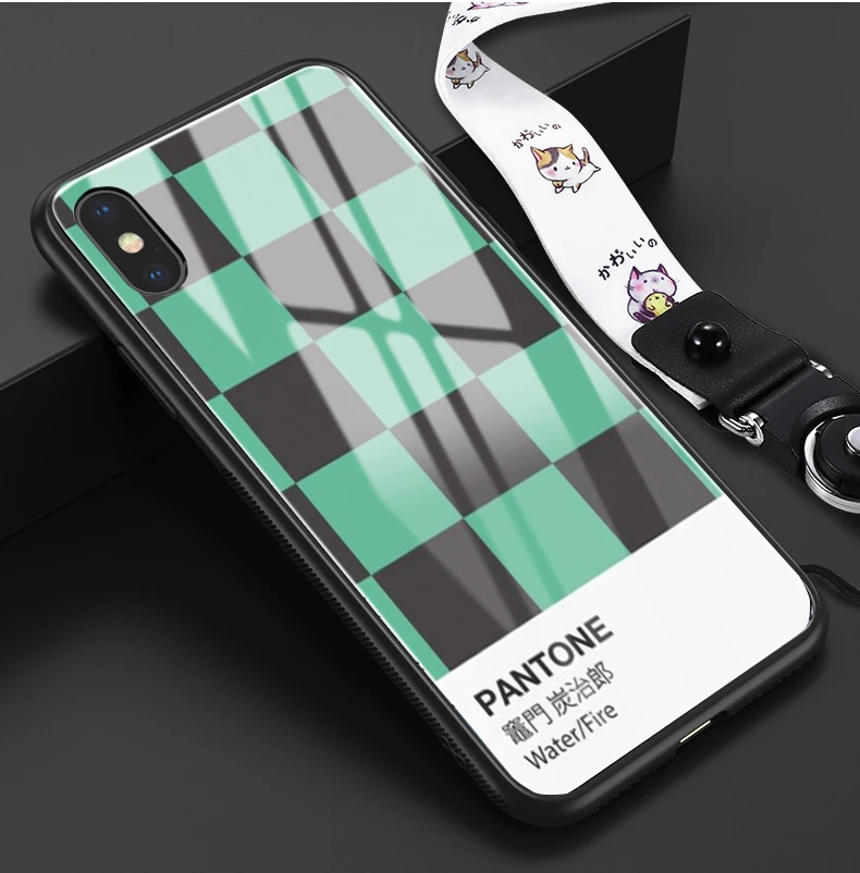 24098 Kamado Nezuko Kimetsu no Yaiba Demon Slayer Pantone Black glass Phone Case For iphone 6/6s 7 7Plus X, XS i11 i11pro - Цвет: 24098