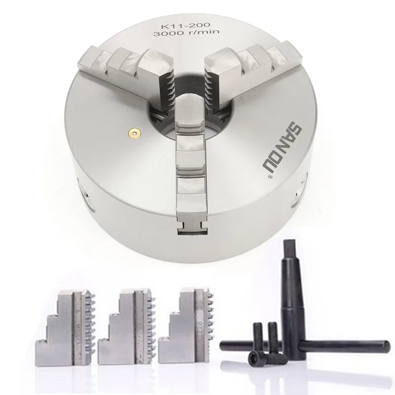 8 дюймов 200 мм 3 челюсти само центрирующий патрон токарного станка SANOU K11