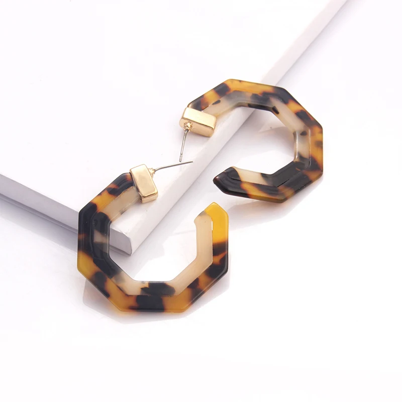 Модные круглые леопардовые серьги-кольца Cpop для женщин акриловые серьги из