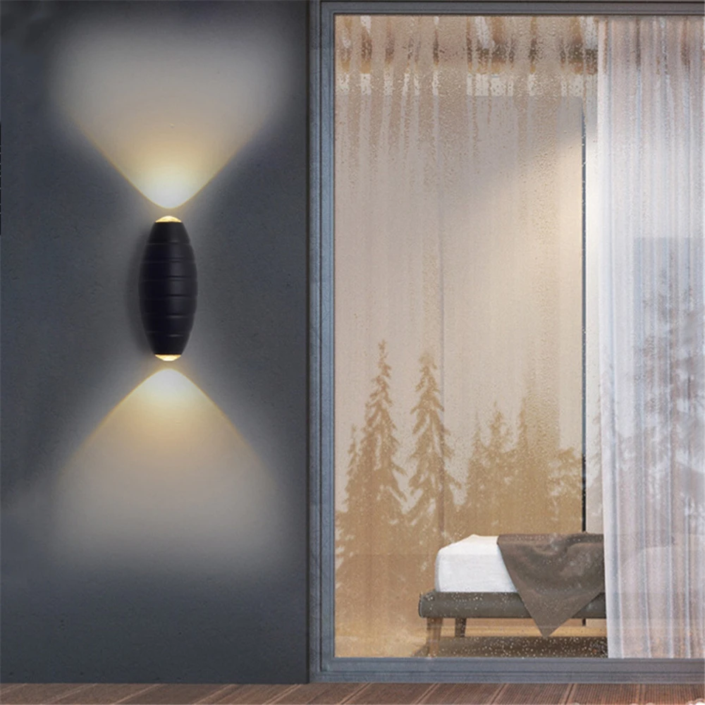 Вверх вниз светильник Открытый настенный черный IP65 Водонепроницаемый Сад