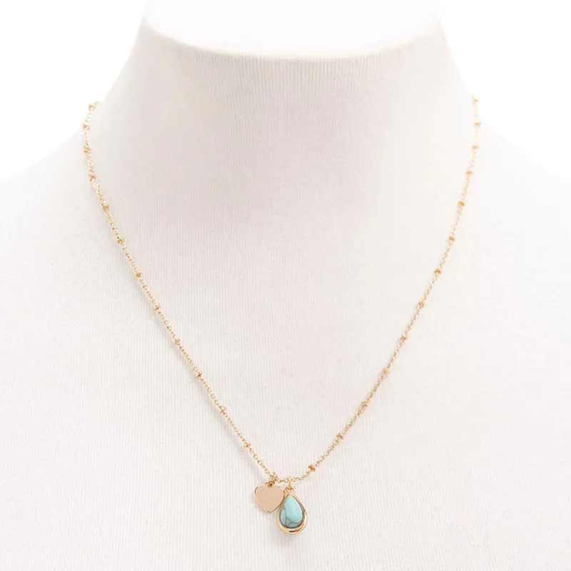 Женское ожерелье с подвеской в виде сердца длинное из металлического камня