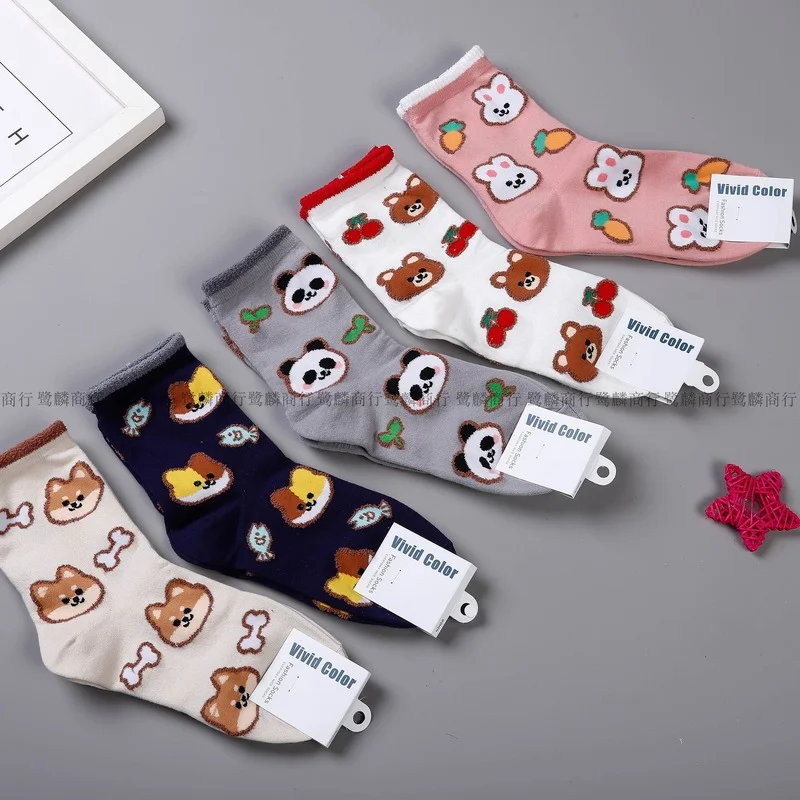 

Cartoon Women Socks Dog Cotton Sock Lovely Ladies Colorful Unisex High Casual Fruit Sox Girls Spring Autumn Trendy Calcetines