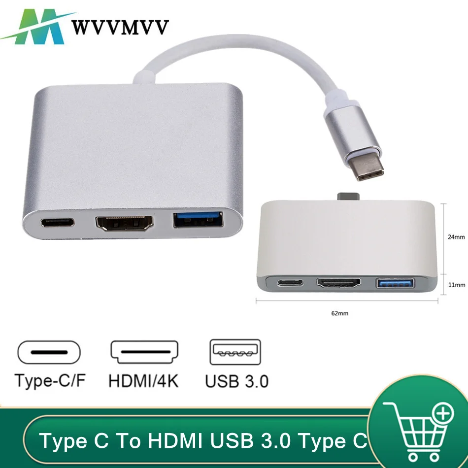 

Type C To HDMI-compatible USB 3.0 Charging Adapter Converter Hub Adapter For Mac Air Pro Samsung S8 Plus Huawei Mate10