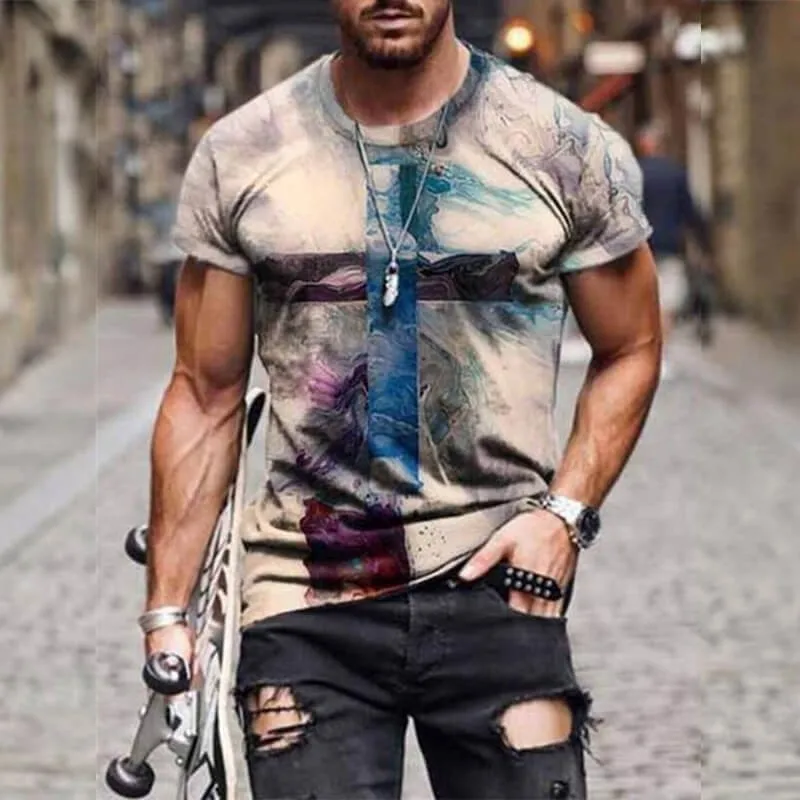 

Cross Pattern Printing Add New Elements Street Style 3dt Shirt Good Value Men's And Women's Universal Size T-shirts