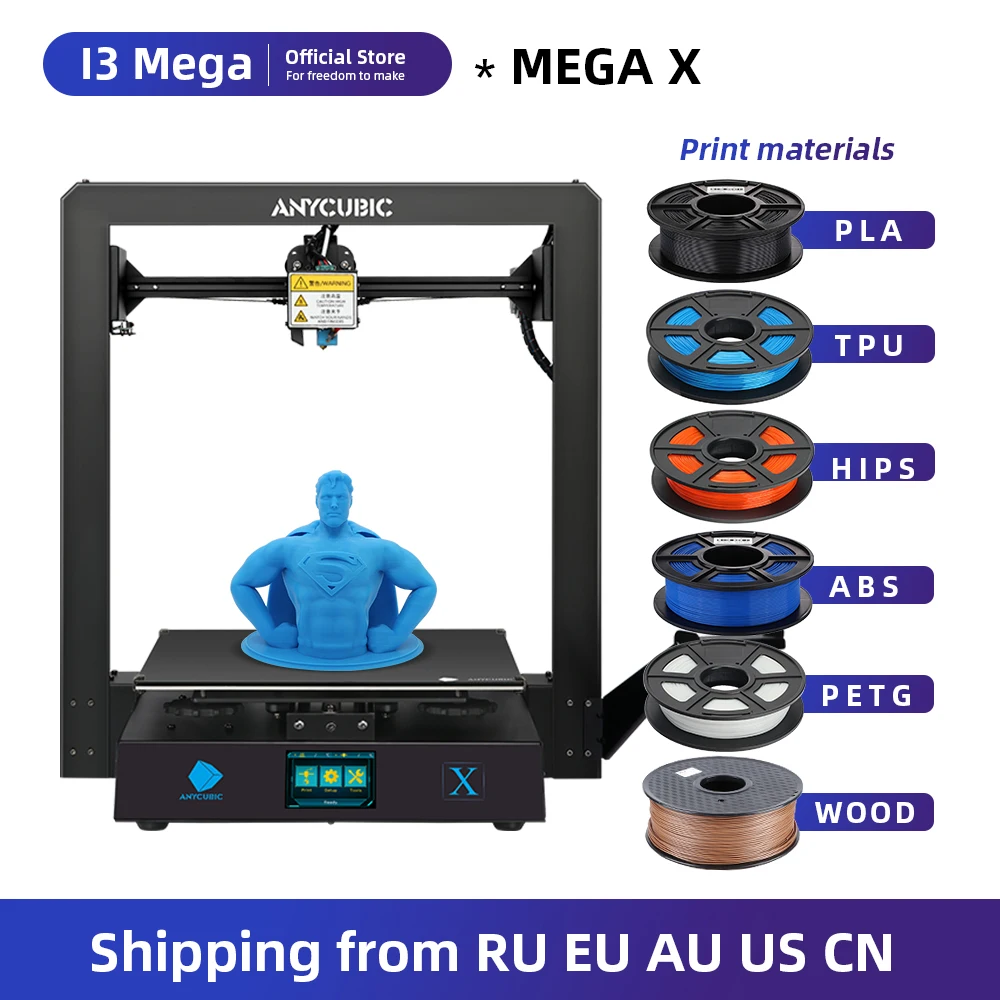 

NEW Anycubic 3D Printer Kit Mega-X Larger Printing Size Stable Metal Frame Powerful Extruder With Ultrabase Heatbed 1KG PLA