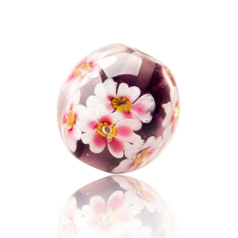 

Wholesale 3pcs 16mm Fashion Handmade Blossoms Flower Bead Round Murano Glass Beads Fit DIY European Charm Bracelet Jewelry