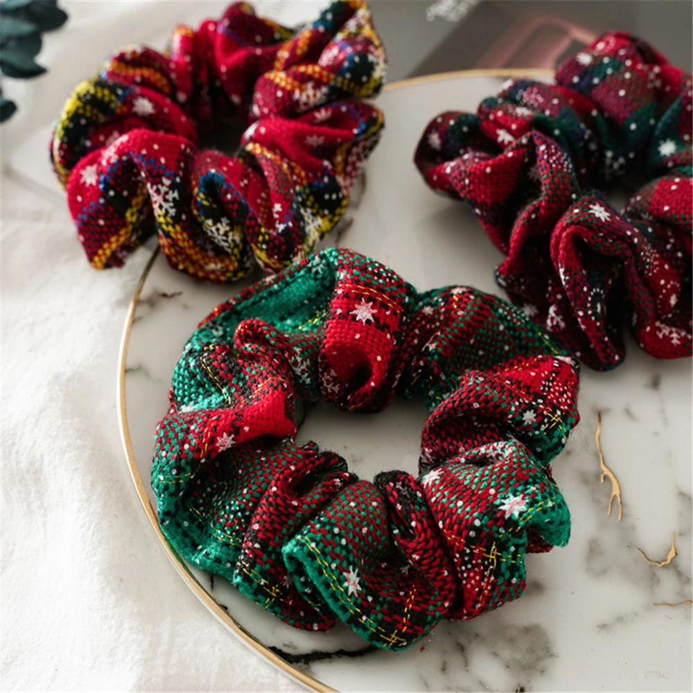 Новые рождественские резинки для волос из толстой кишки женские держатель