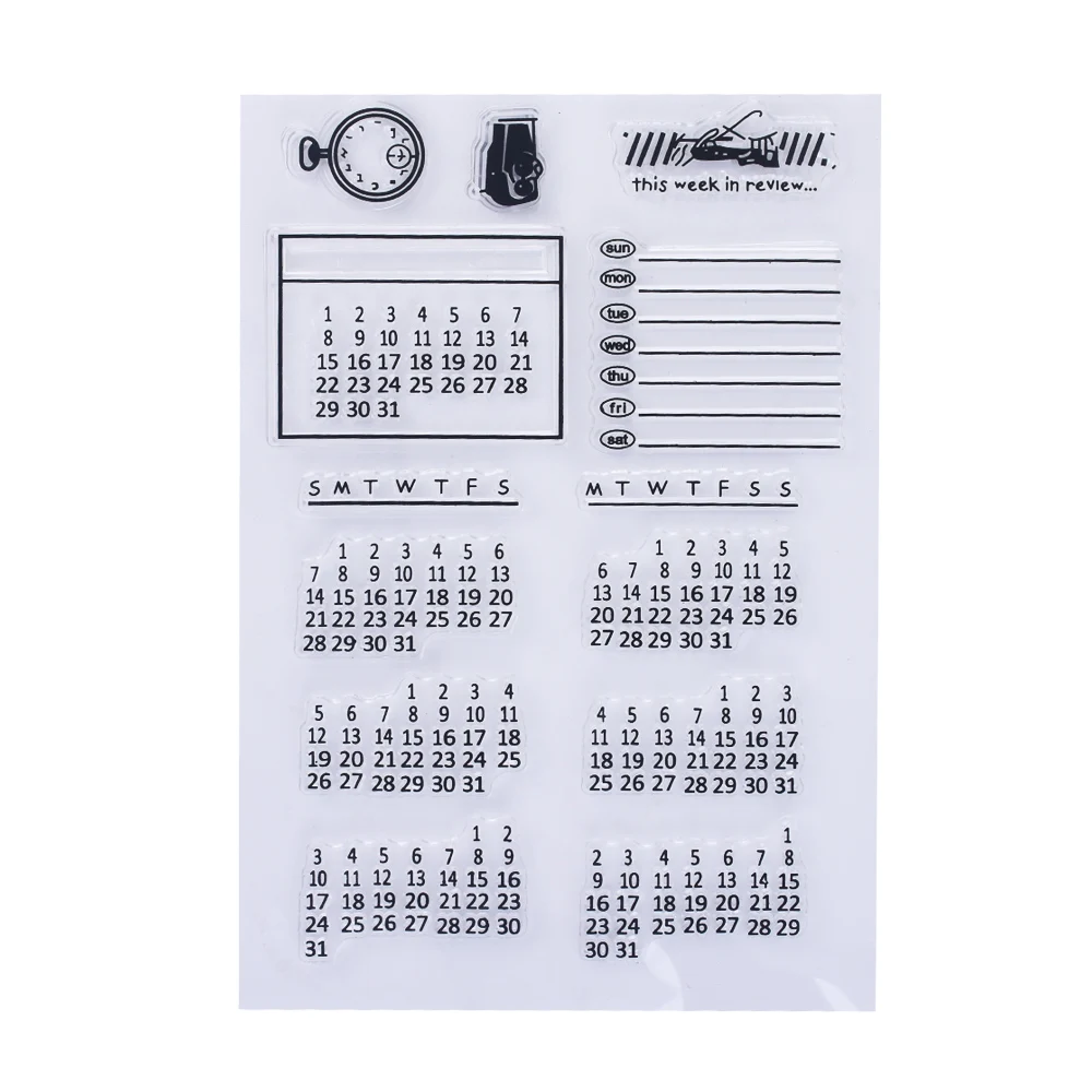 Календарь шаблон прозрачный штамп сделай сам силикон резиновый пустой