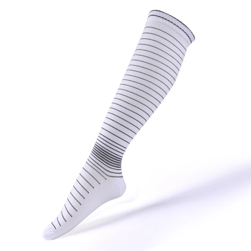 Белый Anti Fatigue Pain Relief Knee Socks Unisex Sports Socks Men Women Compression Stockings Pressure Varicose Vein Stocking Hot - Цвет: Белый