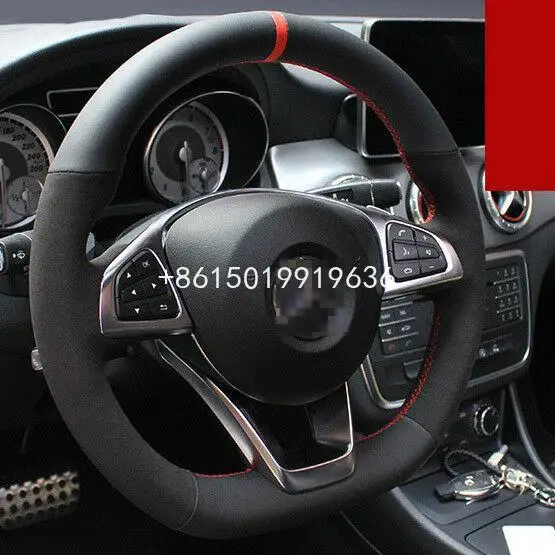 Чехол на руль для Benz CLA220 самодельный кожаный чехол из черной замши с ручной