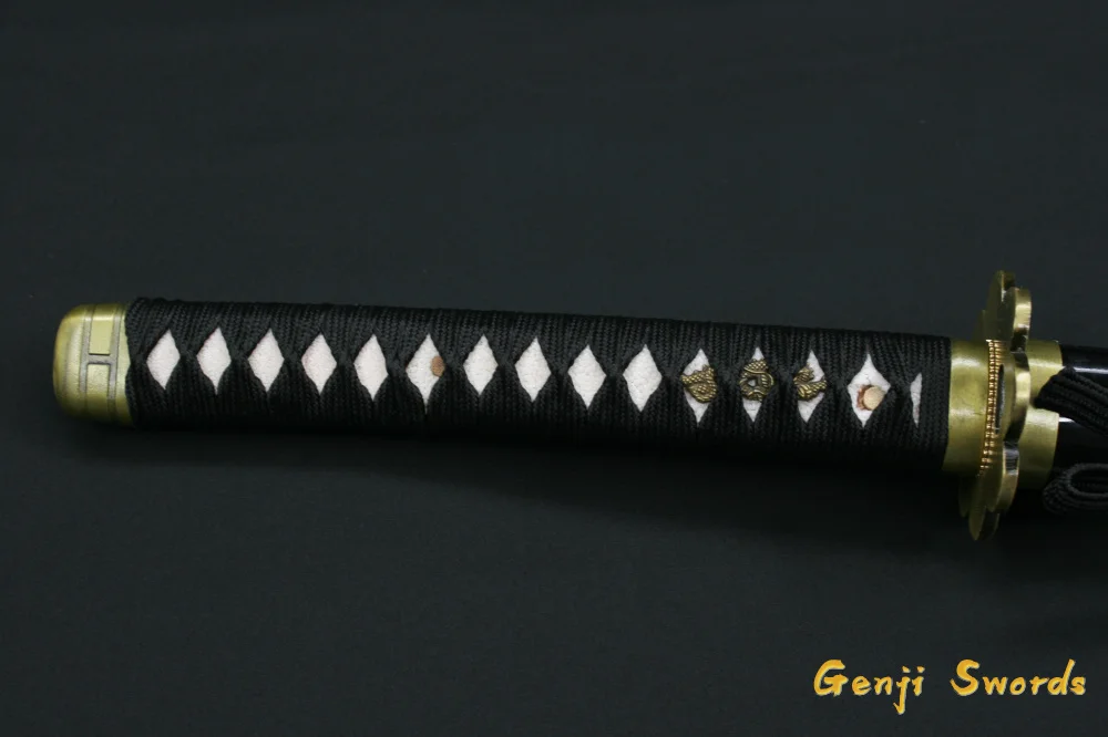 Handmade Shusui One Piece Sword Roronoa Zoro Katana Black T10 Steel Clay-Tempered Red Hamon