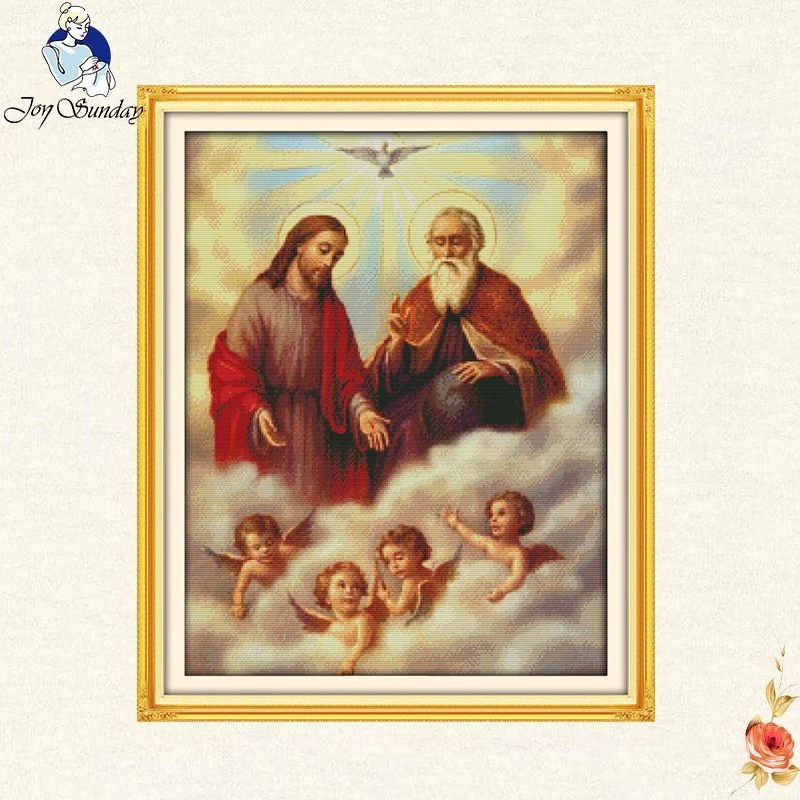 Набор для вышивки крестиком Иисус и маленький крест с ангелами DMC набор рукоделия