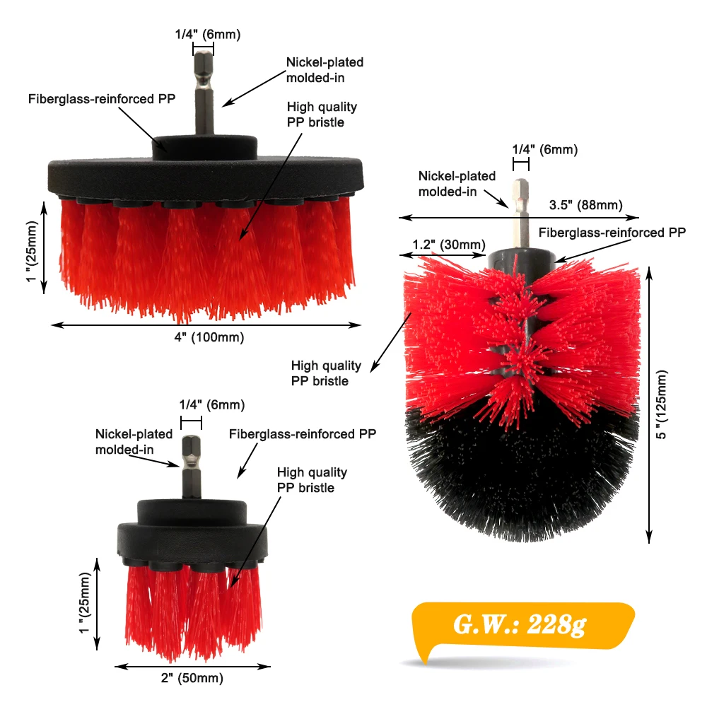 3 цвета шт./компл. красная дрель щетка для очистки кожи пластика дерева мебели
