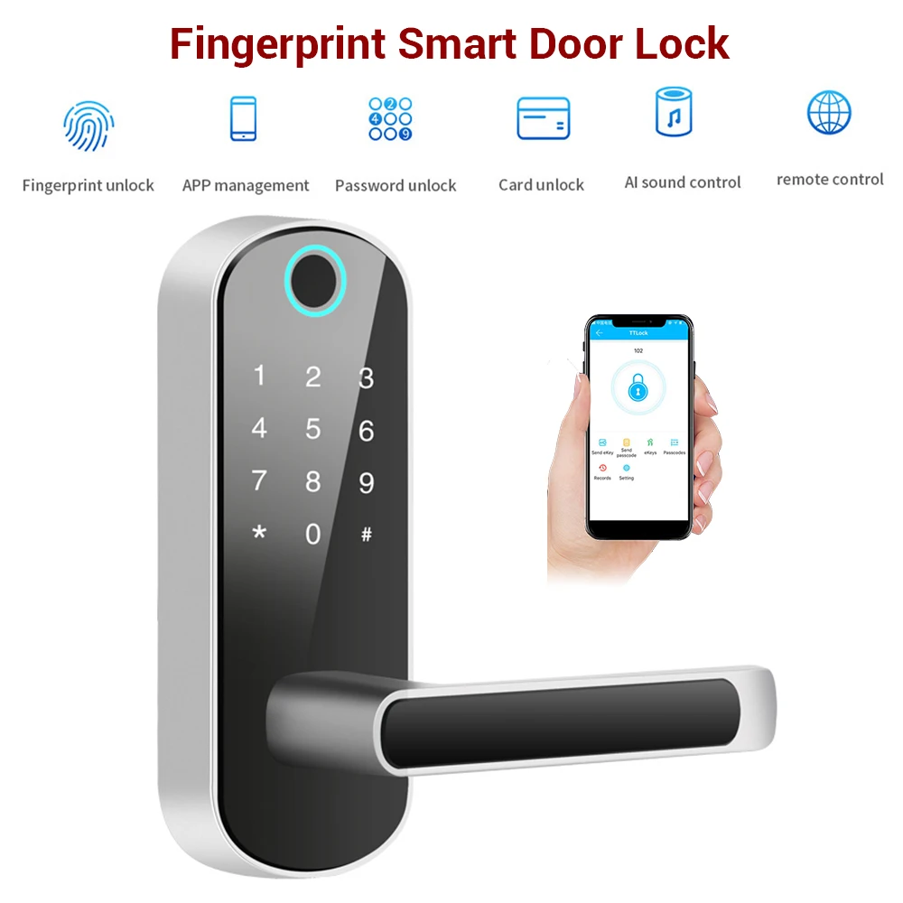 Bluetooth Fingerprint Lock Smart Card Digital Code Electronic Door Home Security Mortise touch screen lock | Безопасность и защита