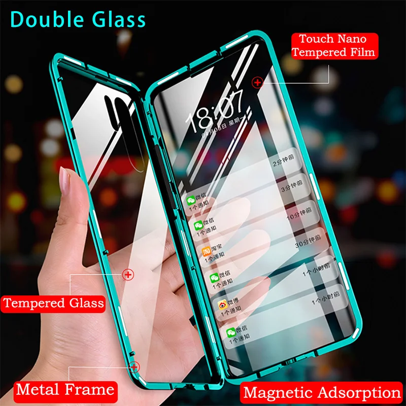 Двойной чехол из закаленного стекла для телефона huawei P20 Lite P30 Pro металлический