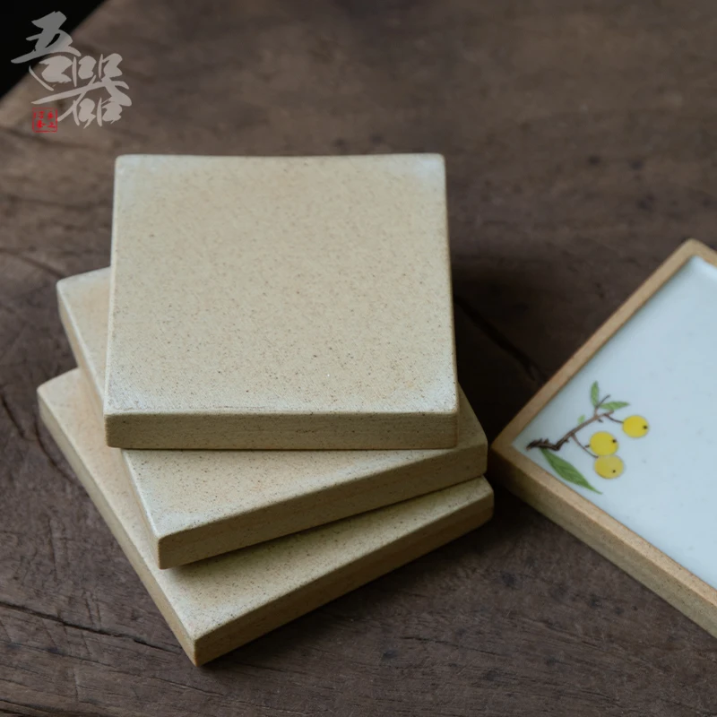 Керамический коврик для чайной чашки с ручной росписью небольшой цветочный и