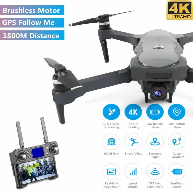 

4K HD Aerial Brushless GPS RC Quadcopter Smart Follow Intelligent Return WiFi FPV Surround Flight Foldable Remote Control Drone
