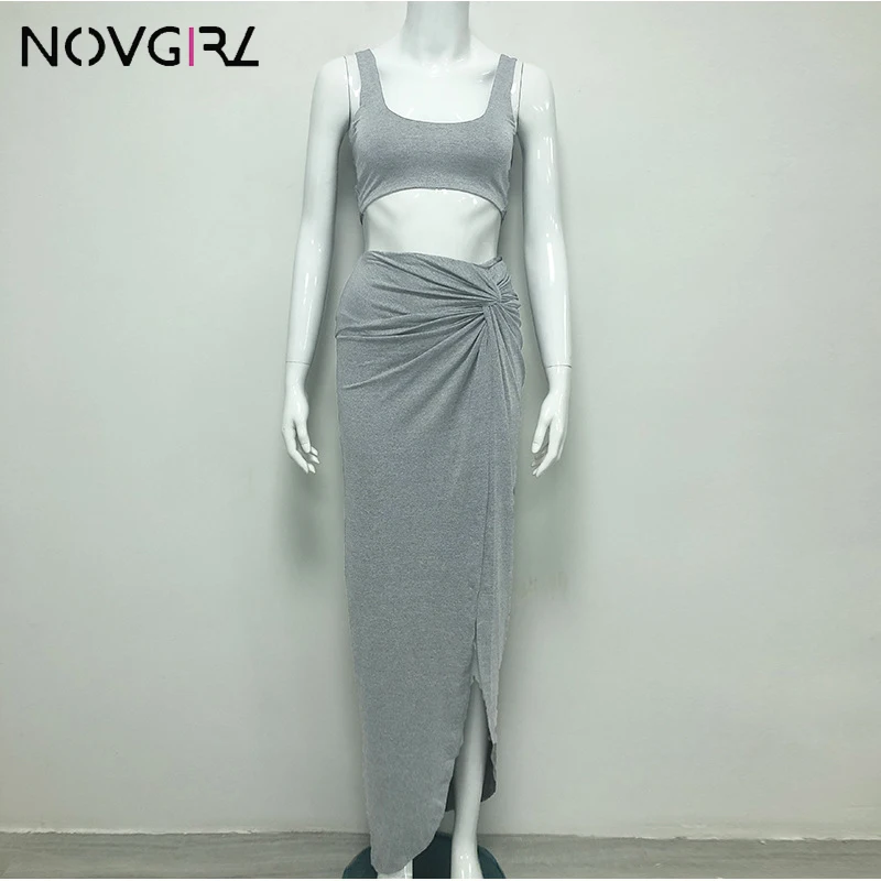 Женский комплект из двух предметов Novgirl укороченного топа и длинной юбки с