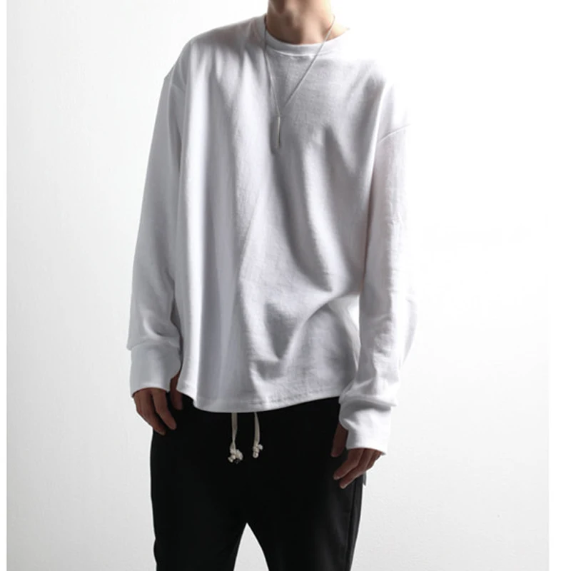 Весенняя и Осенняя мужская футболка с длинными рукавами Мужская Корейская