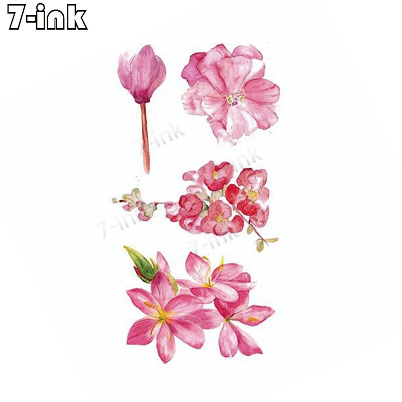 2021 переводятся с помощью воды татуировки розовый цветок пиона боди арт красная