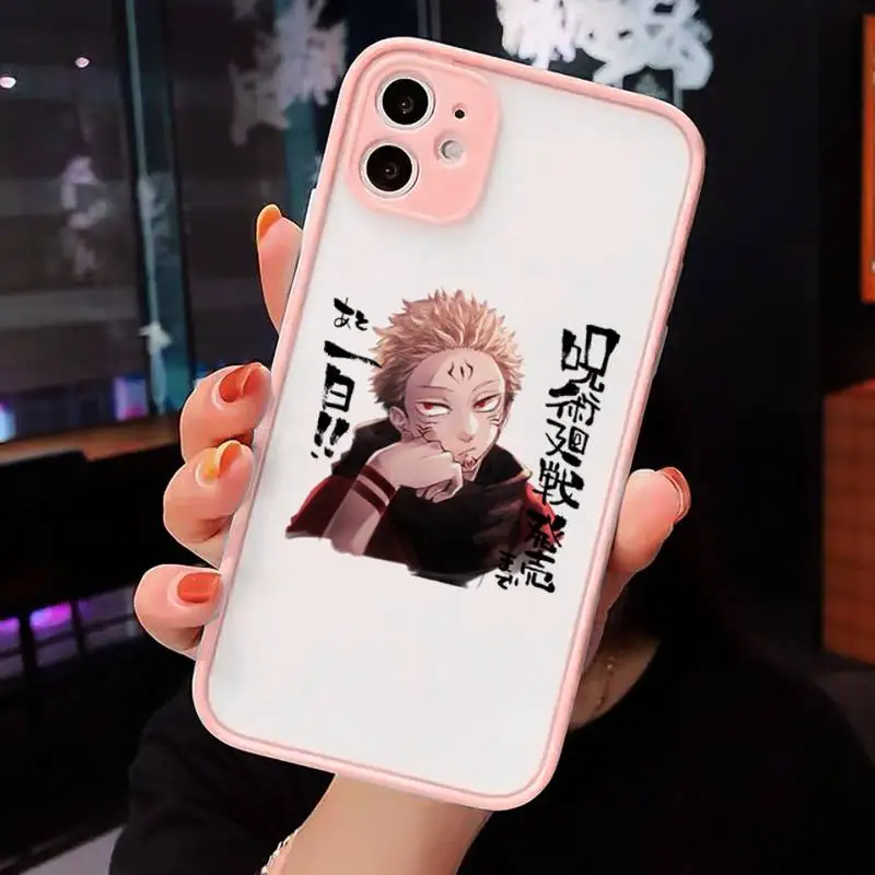 

Jujutsu Kaisen Phone Case For iPhone 12 11 Mini Pro XR XS Max 7 8 Plus X Matte transparent Pink Back Cover